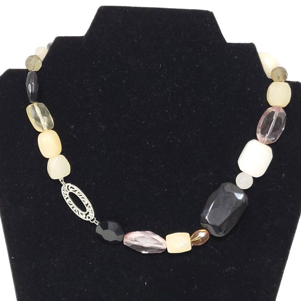 Lia Sophia Statement Necklace 'Interplay' Retired 16" White Yellow Jade